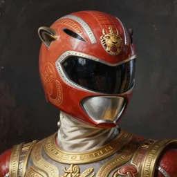 middle fullscreen angle camera a realistic painting by Raffaello Sanzi  Power Rangers helmet, based on a puma, Inca themed  smooth,Sharp focus, fanart best Artstation