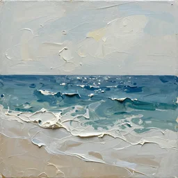 oil paint impasto relief, very rough sea, multi layered thick brush marks, some splattered paint, in the style of ivan shishkin and frank auerbach and van gogh