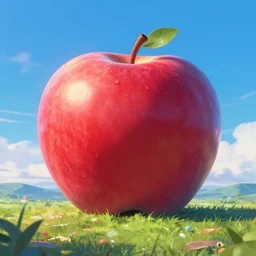 A giant apple looms over the horizon, rendered by Beeple, by Makoto Shinkai, synthwave style, environment concept, digital art, unreal engine, WLOP, trending on artstation, 4K UHD image,