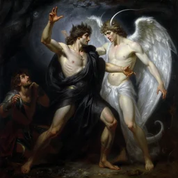 attractive male deity casts dark spell, summoning handsome lucifer morningstar. highly detailed painting by gaston bussiere, craig mullins, j. c. leyendecker 8 k