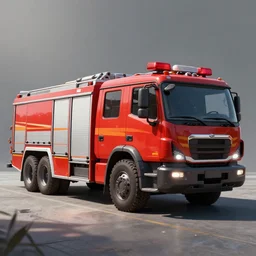 future dystopian commercial firetruck, concept art, trending on artstation