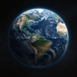 dystopian planet earth from space, wasteland planet, dark futuristic,