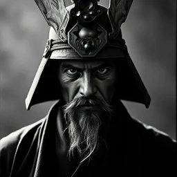 portrait old samurai hero, mystical, leica, by photographer man ray, black and white