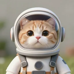 a cute cat wearing a space helmet, trending on artstation