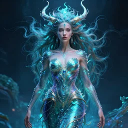 portrait of sea queen, fantasy, rule of thirds, intricate, neon highlights, octane render, detailed, beautiful, unreal engine, symmetrical!!, loreal, maybelline, sephora, loreal, artstation, art by karol bak, art by artgerm, rossdraws, cinematic, concept art, filmic, vsco