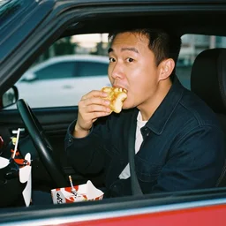driver eating kfc in a honda s 2 0 0 0, canon eos 1 0 0 0 d, ƒ / 3. 5, focal length : 1 8. 0 mm, exposure time : 1 / 5, iso 4 0 0, flash on
