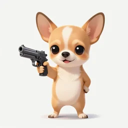 digital art chihuahua holding gun