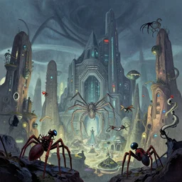 futuristic spider civilization, greg rutkowski