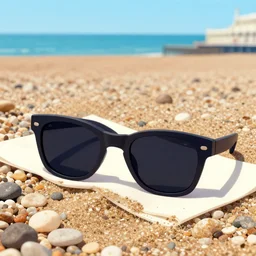 sunglasses, pebbles, brighton beach, england, sunbathing. illustration