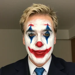 selfie of kier starmer applying clown makeup