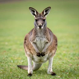 perfectly centered portrait, forward facing, kangaroo