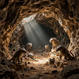 cave cutaway, fantasy monsters underground