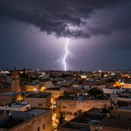 thunderstorm in marrakech city, dramatic lighting, trending on artstation