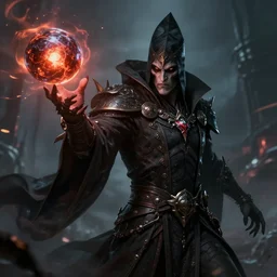 a portrait of dark warlock casting projectile - ball and shoot it, cyberpunk concept art, trending on artstation, highly detailed, intricate, sharp focus, digital art, 8 k