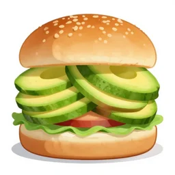 a hamburger with 2 kilograms of avocado