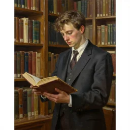 a beautiful 8 k photorealistic masterpiece oil painting, a young professor opens dusty books in a big library, hyperrealism, 1 6 k, trending on artstation