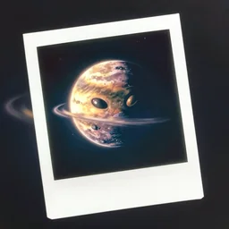 isometric vintage analog polaroid photography of an alien planet, color bleed