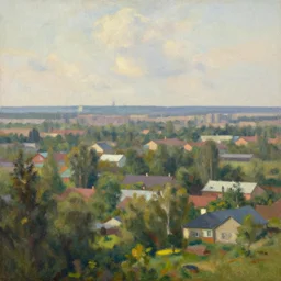 suburban landscape fine detail color focus central composition by anton fadeev