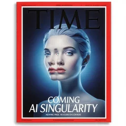 TIME magazine cover, the coming AI singularity, by the Vanessa Beecroft, 4k