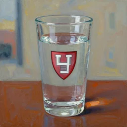 harvard educated glass of water, impressionistic
