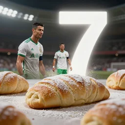 soccer player ronaldo! 7 made of! portuguese sweet bread! dough!