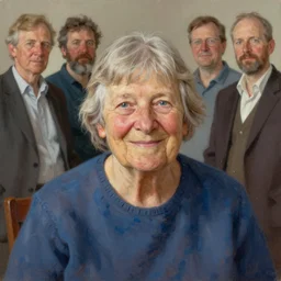 photo of grandma moses with simple smile paint detailed digital artstation, portrait hd 4 k, y greg rutkowski and gaston bussiere and craig mullins and j. c. leyendecker, hd