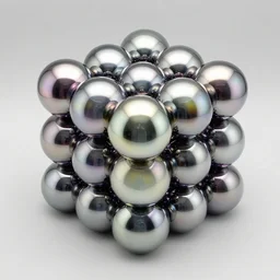chrome spheres on chromatic cube by ayami kojima and John Jude Palencar, glossy finish, CG society