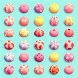 3 - d isometric grid, candy themed items for game, large, myvmk, with detailed, clean, cartoon, pixar, disney, toon shader, arnold render, unreal engine, artgerm, artstation by miha rinne