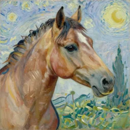 a painting of a horse, by vincent van gogh ( ( ( ( ( claude monet ) ) ) ) )