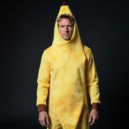harrison ford wearing a banana suit, photorealistic, high contrast