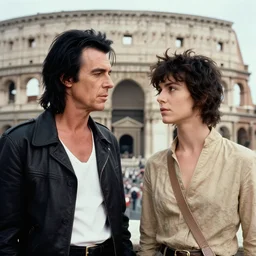 technicolor film still of nick cave and pj harvey in rome