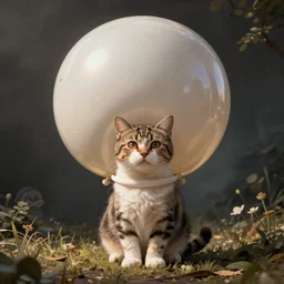 funny cats, huge balloon head