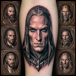 christopher lee, evil sorcerer, lord of the rings, tattoo, decorated ornaments by carl spitzweg, ismail inceoglu, vdragan bibin, hans thoma, greg rutkowski, alexandros pyromallis, perfect face, fine details, realistic shaded