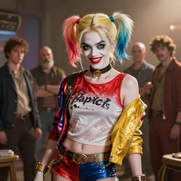epic beautifull hyper realistic harley quinn, gorgeous lighting by kim jung giu, mucha, bautista and norman rockwell and greg rutkowski and tom bagshaw and james gurney and pixar