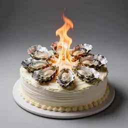 oyster birthday cake on fire