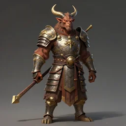 minotaur in ancient armor, ruan jia, trending on artstation