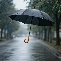 umbrella flying in the rain