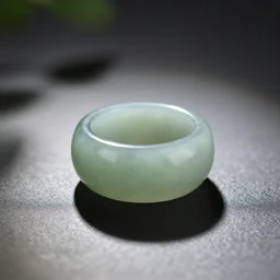 macro shot of a jade ring sitting on a table
