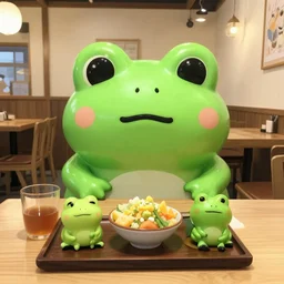 cute frog themed cafe, japanese cafe photography,