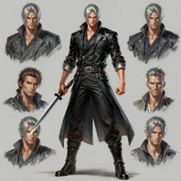 hyper detailed full body character concept digital painting master piece of dante from devil may cry 3 by artgerm, greg rutkowski, thomas kinkade and burcher billy