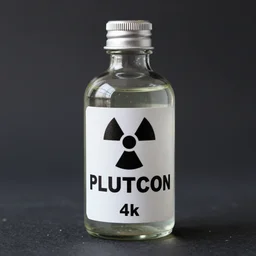A discount bottle filled with radioactive plutonium, 4k photo