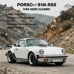 photograph, debadged, 1989 PORSCHE 911, RSR, by Pete Biro, Michael Simari, press release, cinematic, malibu canyon, 8k, depth of field, bokeh. debadged ,