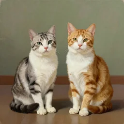 painting of two brother cats