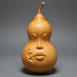 gourd carved to look like the face of amber heard