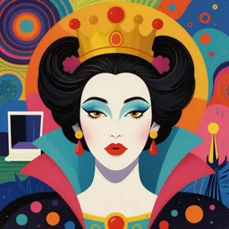 a colorful vibrant closeup portrait of a queen dreaming psychedelic hallucinations, by moebius, edward hopper and james gilleard, zdzislaw beksinski, steven outram colorful flat surreal design, hd, 8 k, artstation