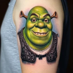 😆 Shrek, dope tattoo, hyperrealistic