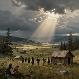 a lewis and clark expedition scenery, painted