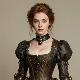 beautiful Emma Wardell, perfect face and boy, in detailed steampunk dress, smooth, sharp focus, illustration, realistic