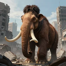 mammoth in a ruined city, stylized, artgerm, artstation, hd, cgsociety, cgi, realistic, dramatic, cinematic, artistic, trending, detailed, mammoth in a ruined city, stylized, artgerm, artstation, hd, cgsociety, cgi, realistic, dramatic, cinematic, artistic, trending, detailed, mammoth in a ruined city, stylized,