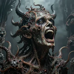 a morbid 1 9 8 0 s color photo of a screaming soul, inner demons in a liminal space, giger, detailed, organic, darkart, dark, intricate detail, epic, atmospheric dramatic lighting, mist, grey, expressive, by jeremy mann